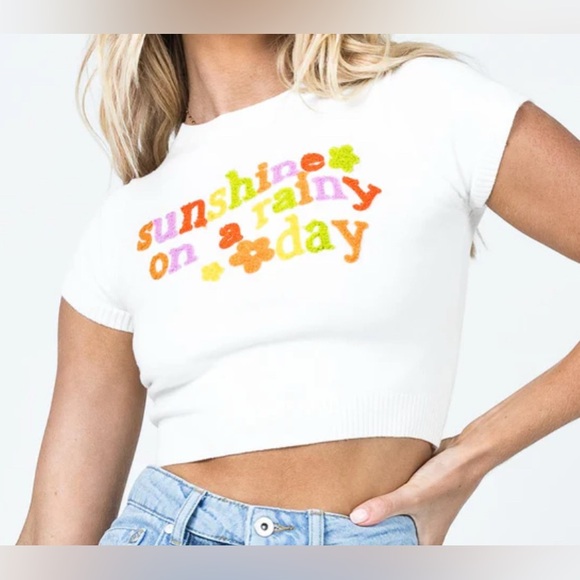 Princess Polly Tops - NEW Princess Polly is White Graphic knit top